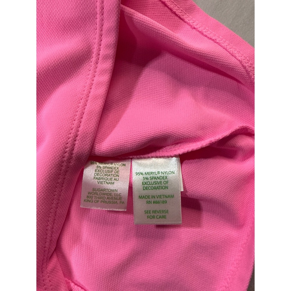Lilly Pulitzer Luxletic Pink Sleeveless Ruffle Polo Golf Tennis Top Womens M - Picture 5 of 8